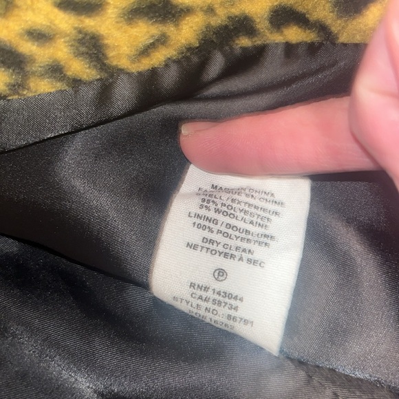 Avec Les Filles leopard/cheetah print long/midi length wool blend peacoat XS - Picture 3 of 4